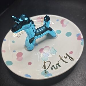 Life Is A Party Blue Balloon Unicorn Trinket Dish